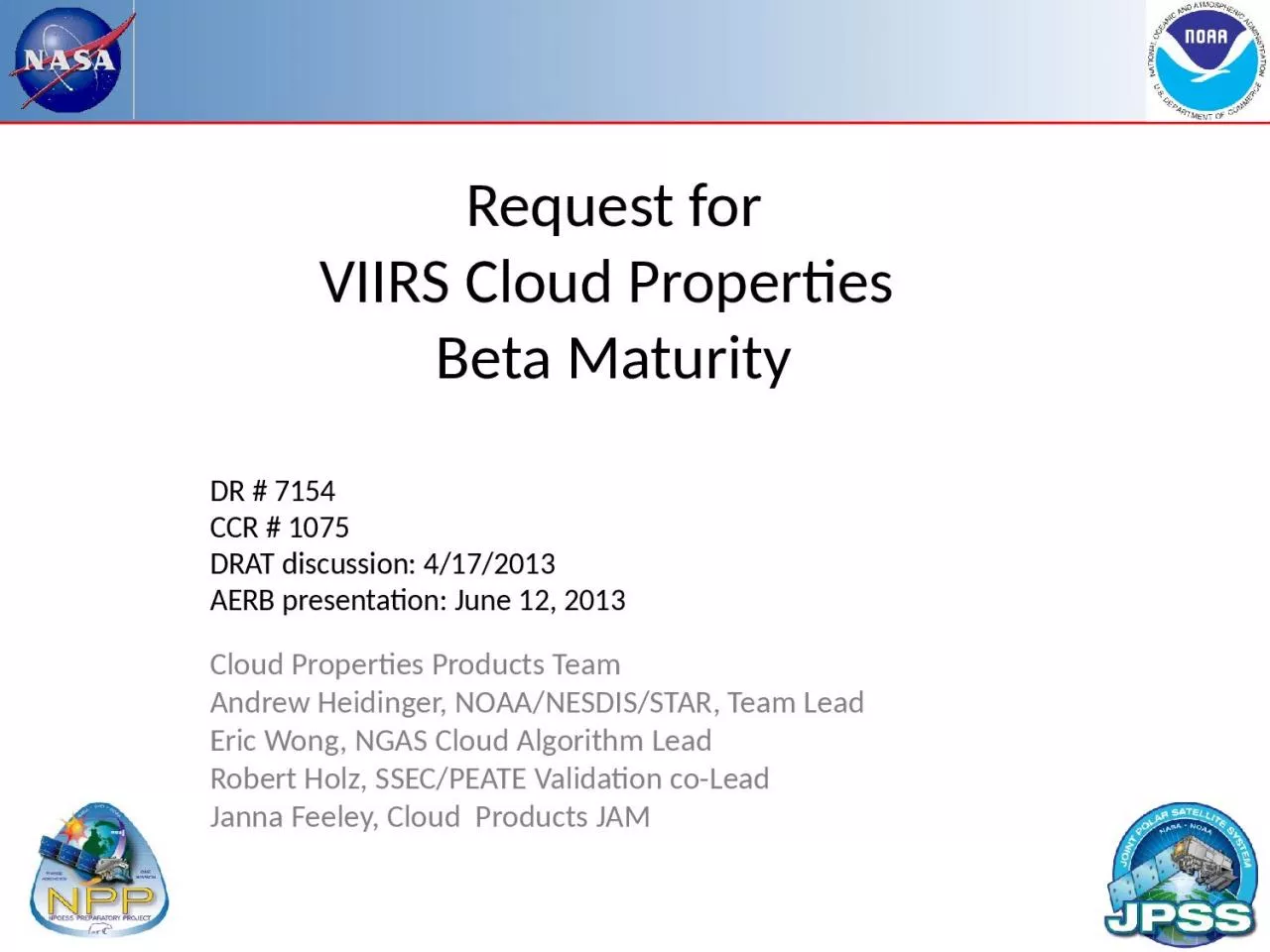 PPT-Request for VIIRS Cloud