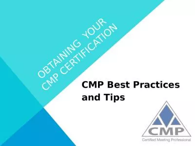Obtaining  your  CMP Certification