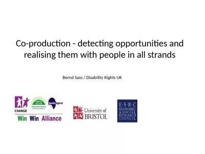 Co-production - detecting opportunities and realising them with people in all strands