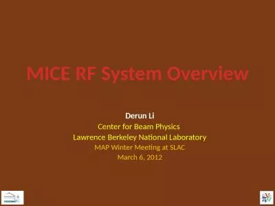 MICE RF System Overview Derun Li