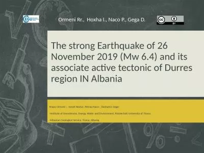 The  strong Earthquake of 26 November 2019 (Mw 6.4) and its associate active tectonic