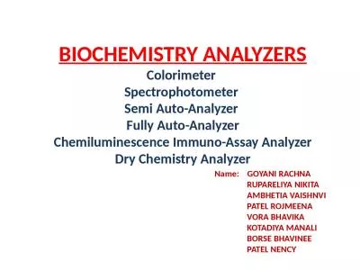 BIOCHEMISTRY ANALYZERS Colorimeter