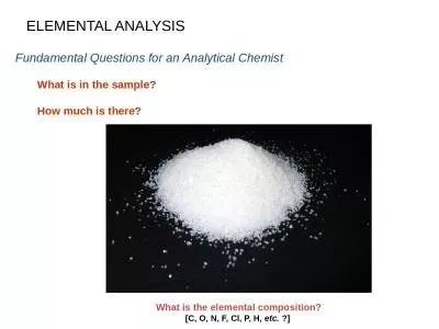ELEMENTAL ANALYSIS   Fundamental Questions for an Analytical Chemist