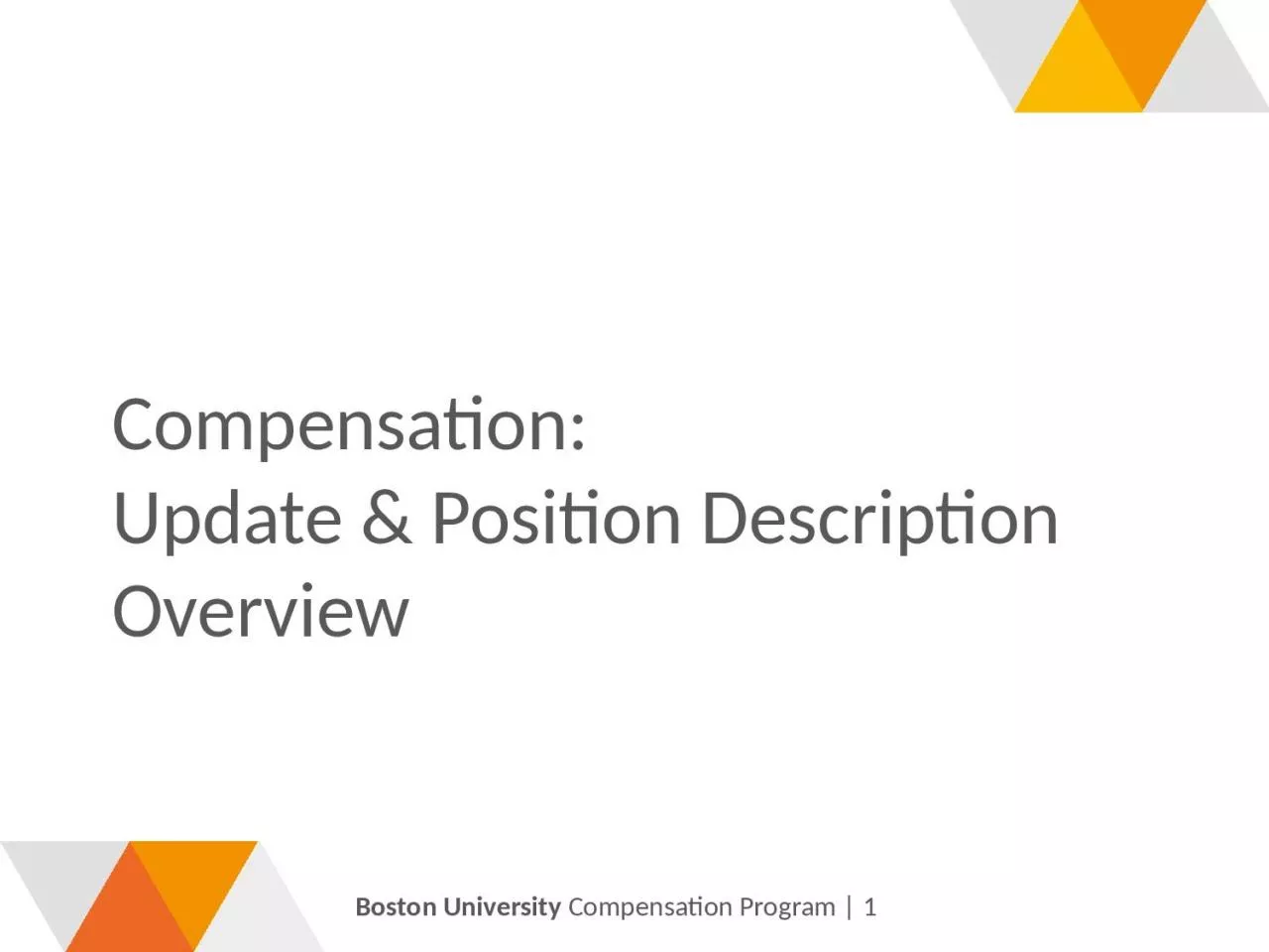 Compensation: Update & Position Description Overview