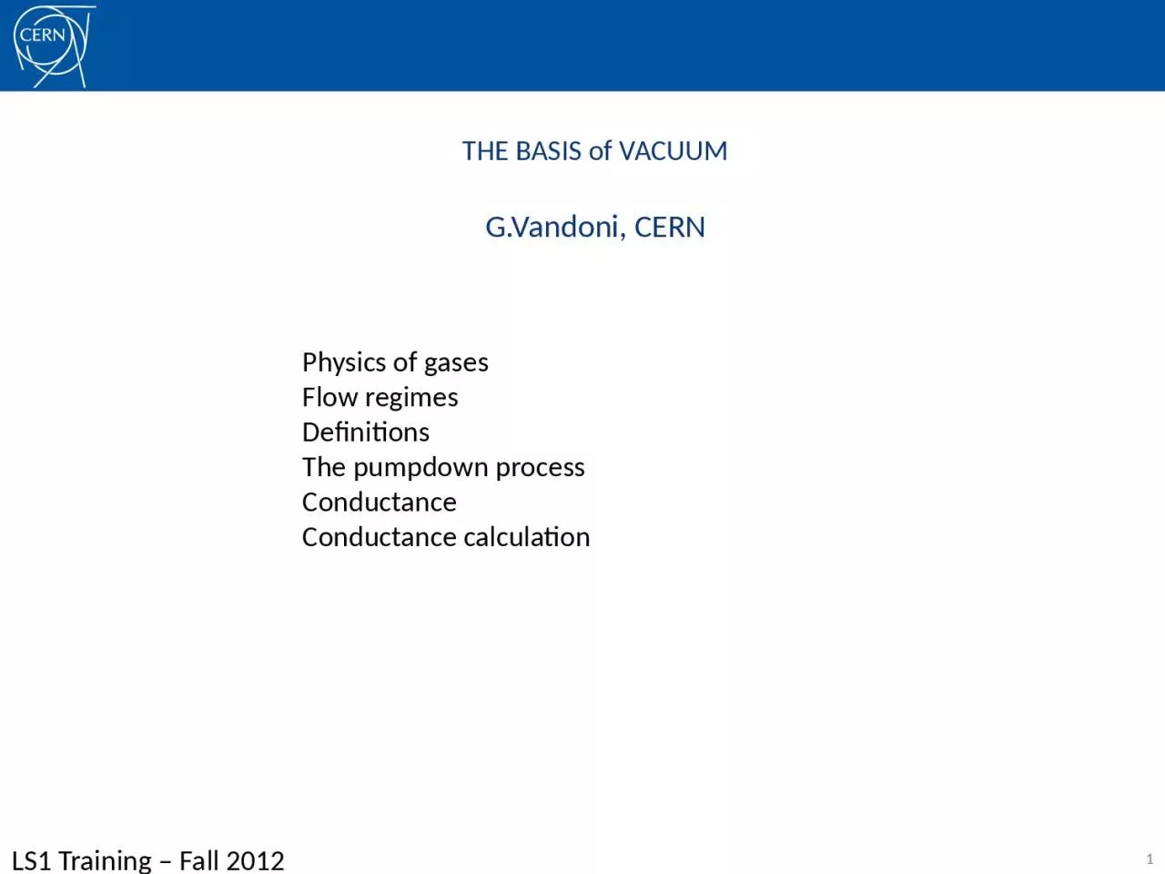 PPT-1 THE BASIS of VACUUM G.Vandoni