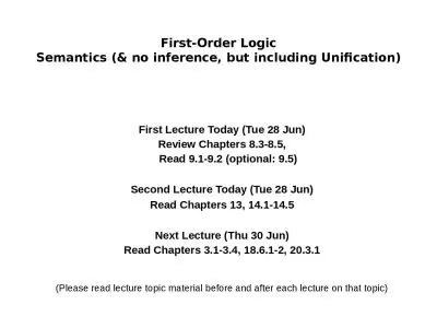 First-Order Logic Semantics (& no inference, but including Unification)