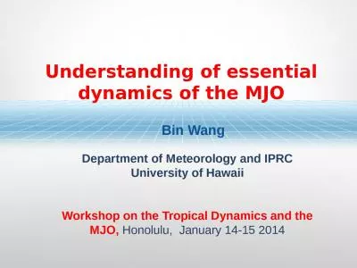 Bin  Wang Department of Meteorology and IPRC University of Hawaii