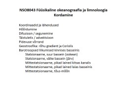 NSO8043 Füüsikaline okeanograafia ja limnoloogia