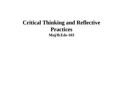 Critical Thinking and Reflective Practices