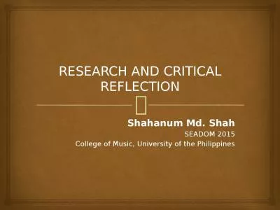 RESEARCH AND CRITICAL REFLECTION