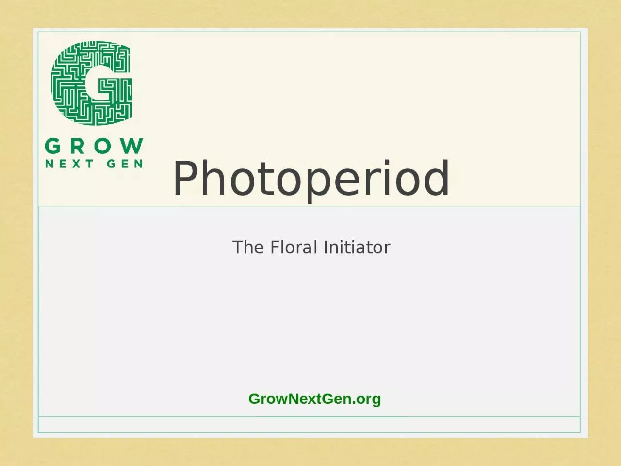 PPT-Photoperiod The Floral Initiator