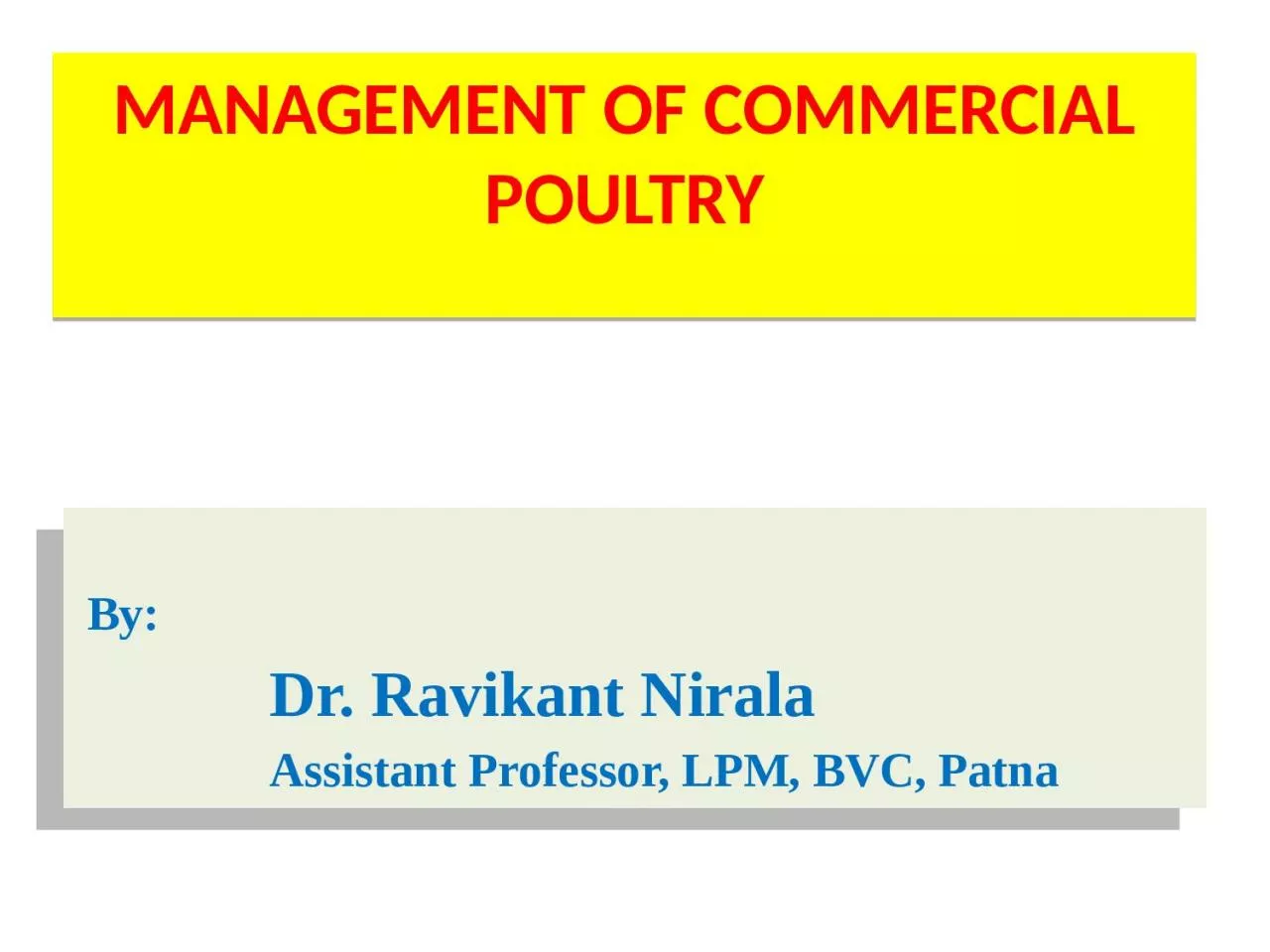 PPT-MANAGEMENT OF COMMERCIAL POULTRY