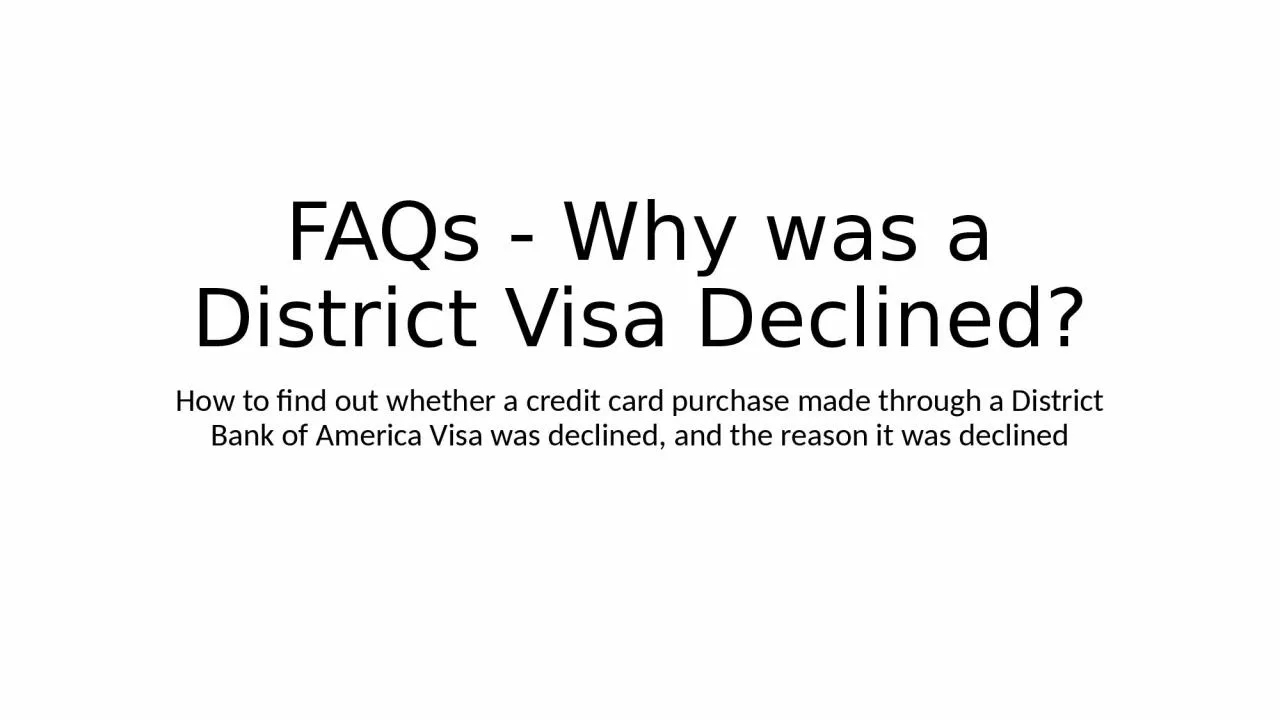 FAQs  - Why was  a District