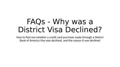 FAQs  - Why was  a District