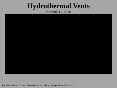 Hydrothermal  Vents November 7, 2018
