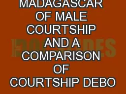 IN THE MADAGASCAR OF MALE COURTSHIP AND A COMPARISON OF COURTSHIP DEBO