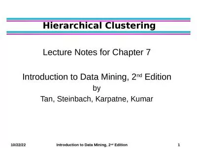 Hierarchical Clustering Lecture Notes for Chapter 7