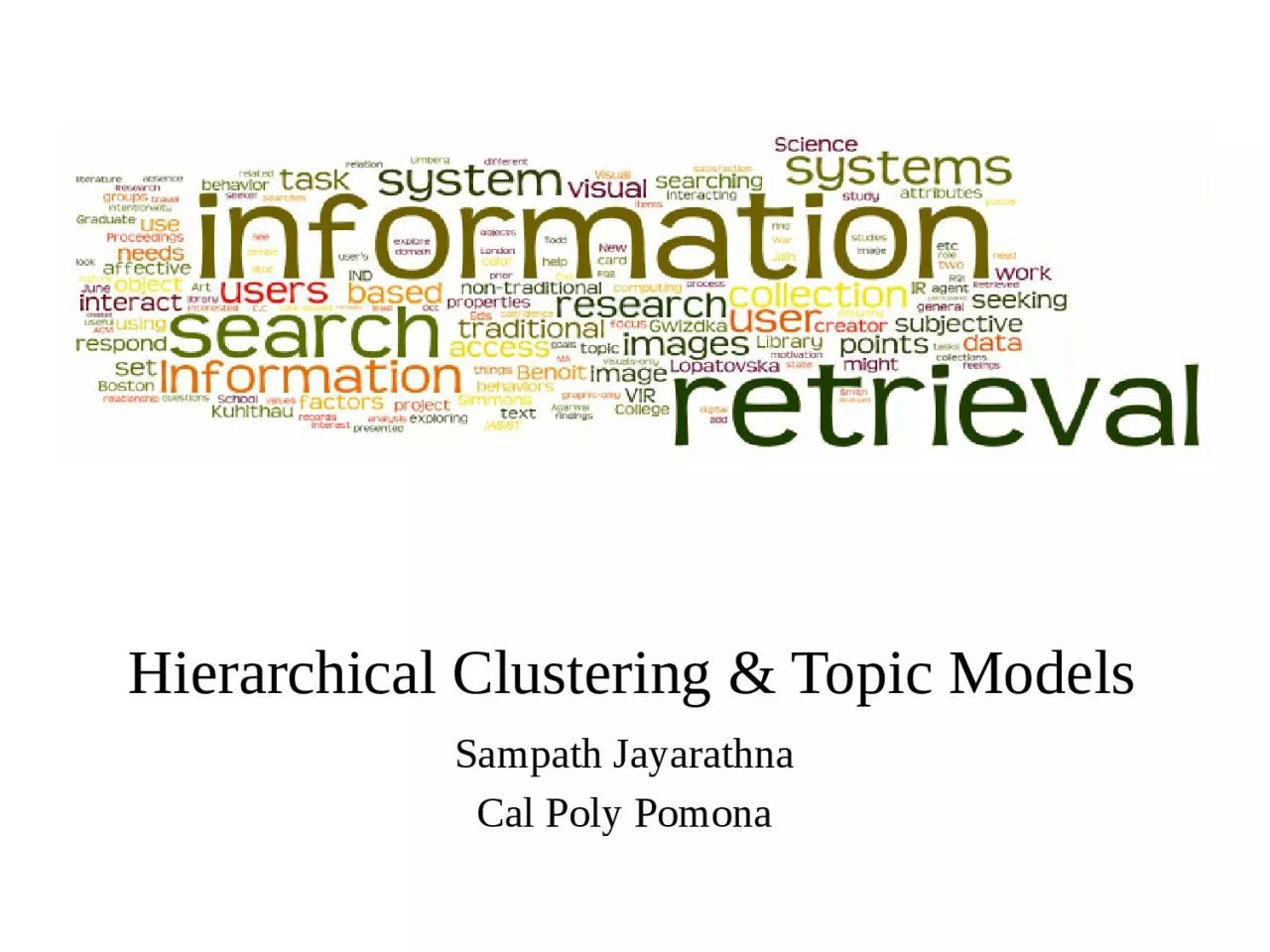 PPT-Hierarchical Clustering & Topic Models