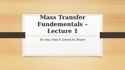 Mass Transfer  Fundementals