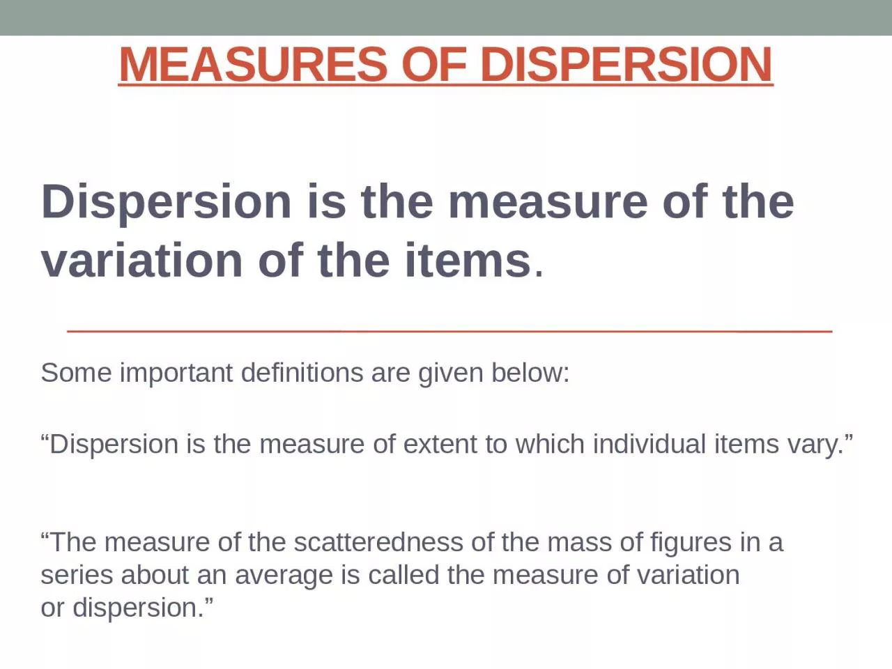 Measures Of Dispersion  