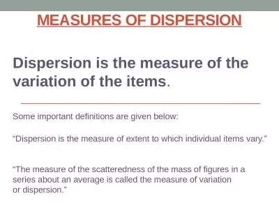 Measures Of Dispersion  