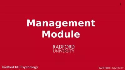 Management  Module  1 Radford I/O Psychology