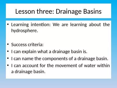 Lesson three: Drainage Basins