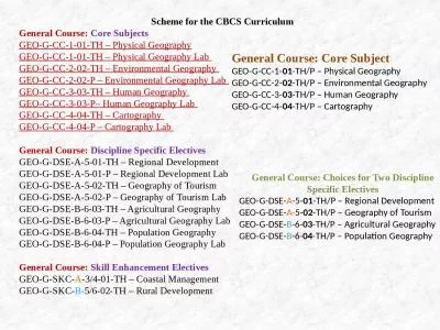 Scheme for the CBCS Curriculum