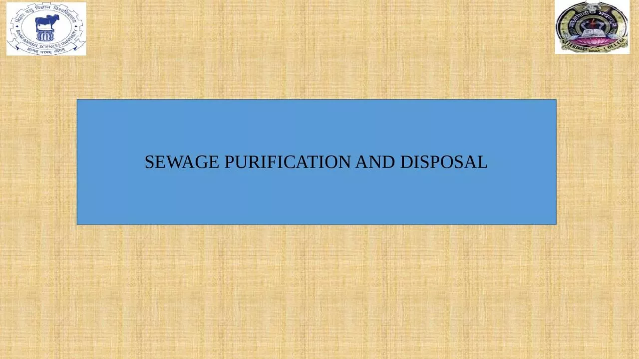 PPT-SEWAGE PURIFICATION AND DISPOSAL