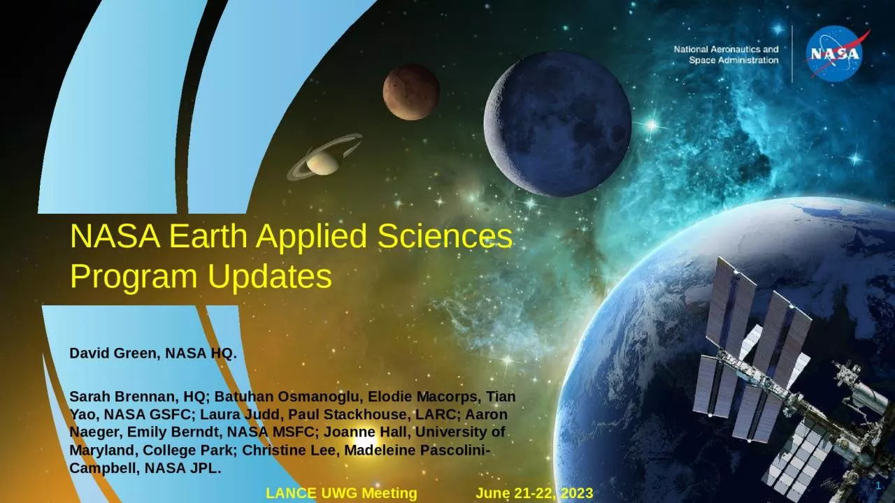 PPT-1 NASA Earth Applied Sciences Program Updates