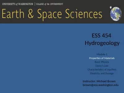 ESS 454  Hydrogeology Module 2