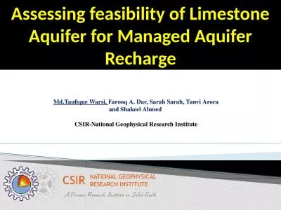 Assessing feasibility of Limestone Aquifer for Managed Aquifer Recharge