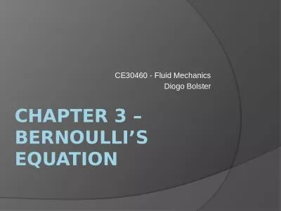 Chapter 3 – Bernoulli’s Equation