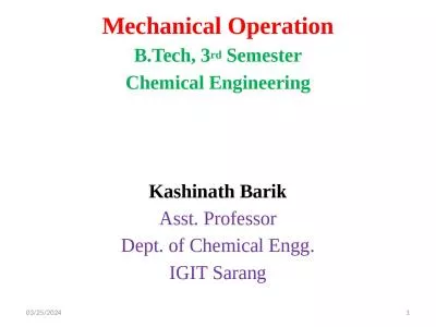 Mechanical Operation B.Tech