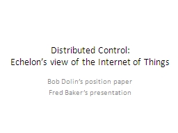 Distributed Control: Echelon’s view of the Internet of Things