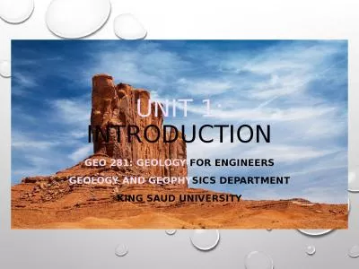 Unit 1:  introduction Geo 281: geology