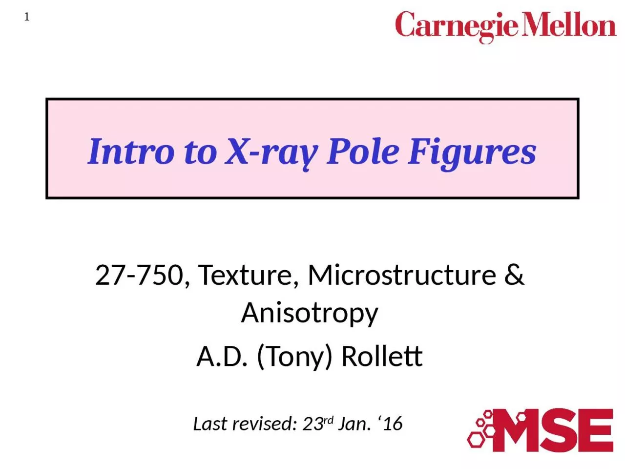 PPT-1 Intro to X-ray Pole Figures