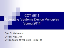 COT 5611  Operating Systems Design Principles