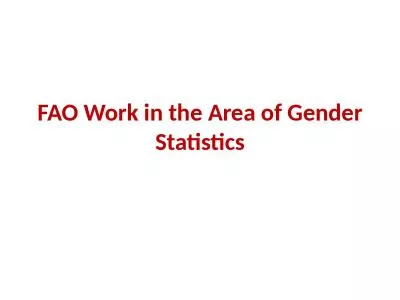 FAO Work in the Area of Gender Statistics