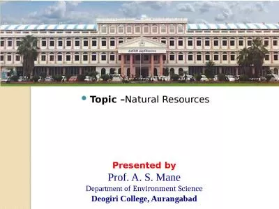 Topic  – Natural Resources