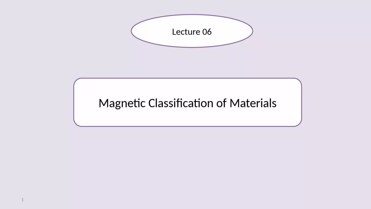 PPT-Lecture 06 Magnetic Classification of Materials