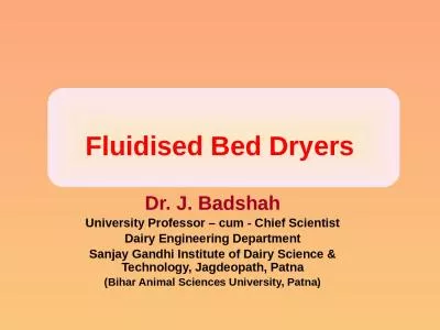 Fluidised  Bed Dryers Dr. J.