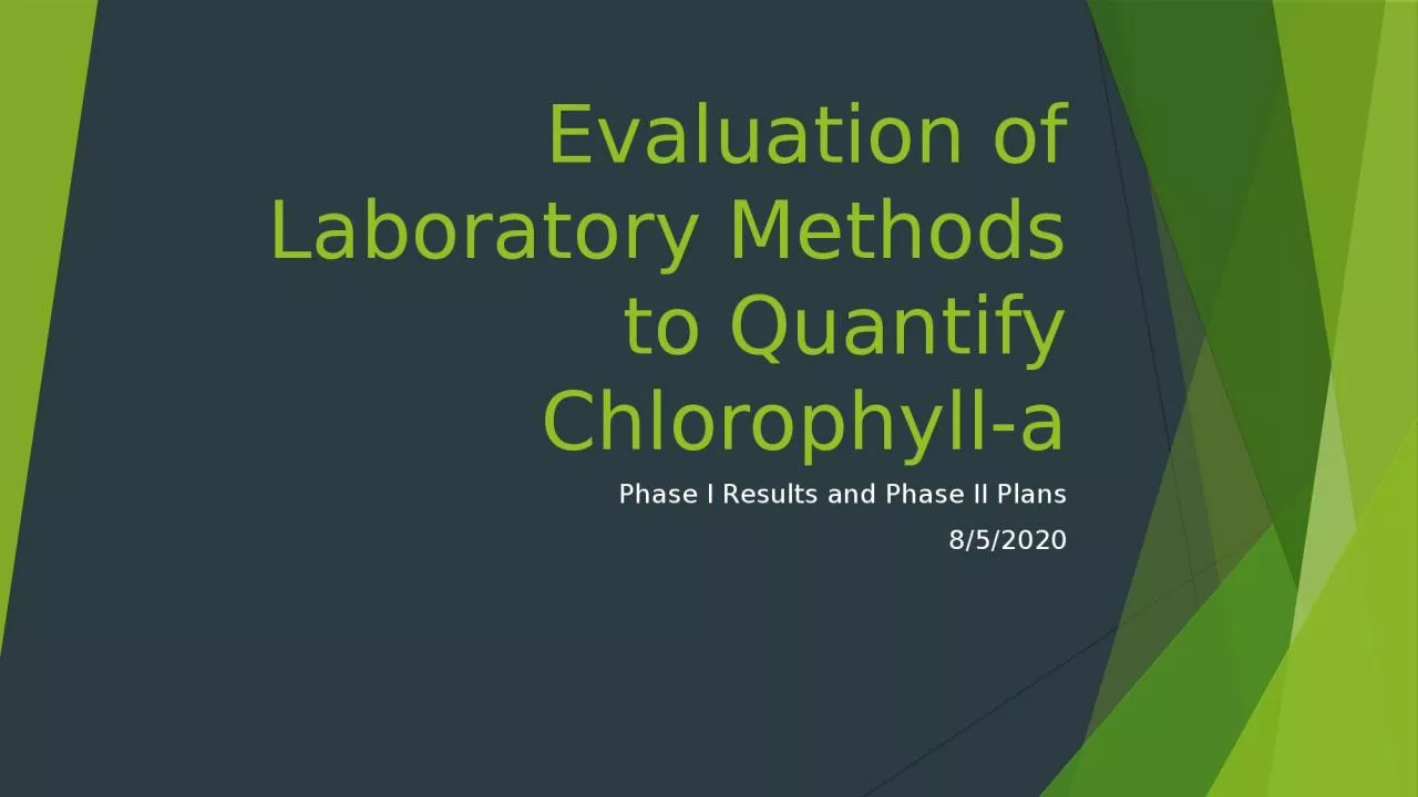 PPT-Evaluation of Laboratory Methods to Quantify Chlorophyll-a