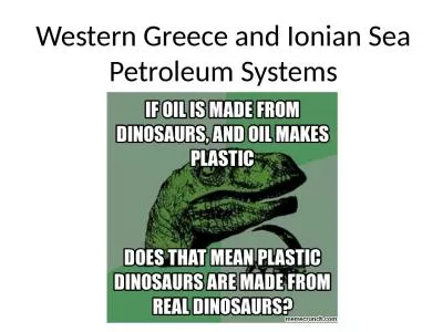 Western Greece and Ionian Sea Petroleum Systems