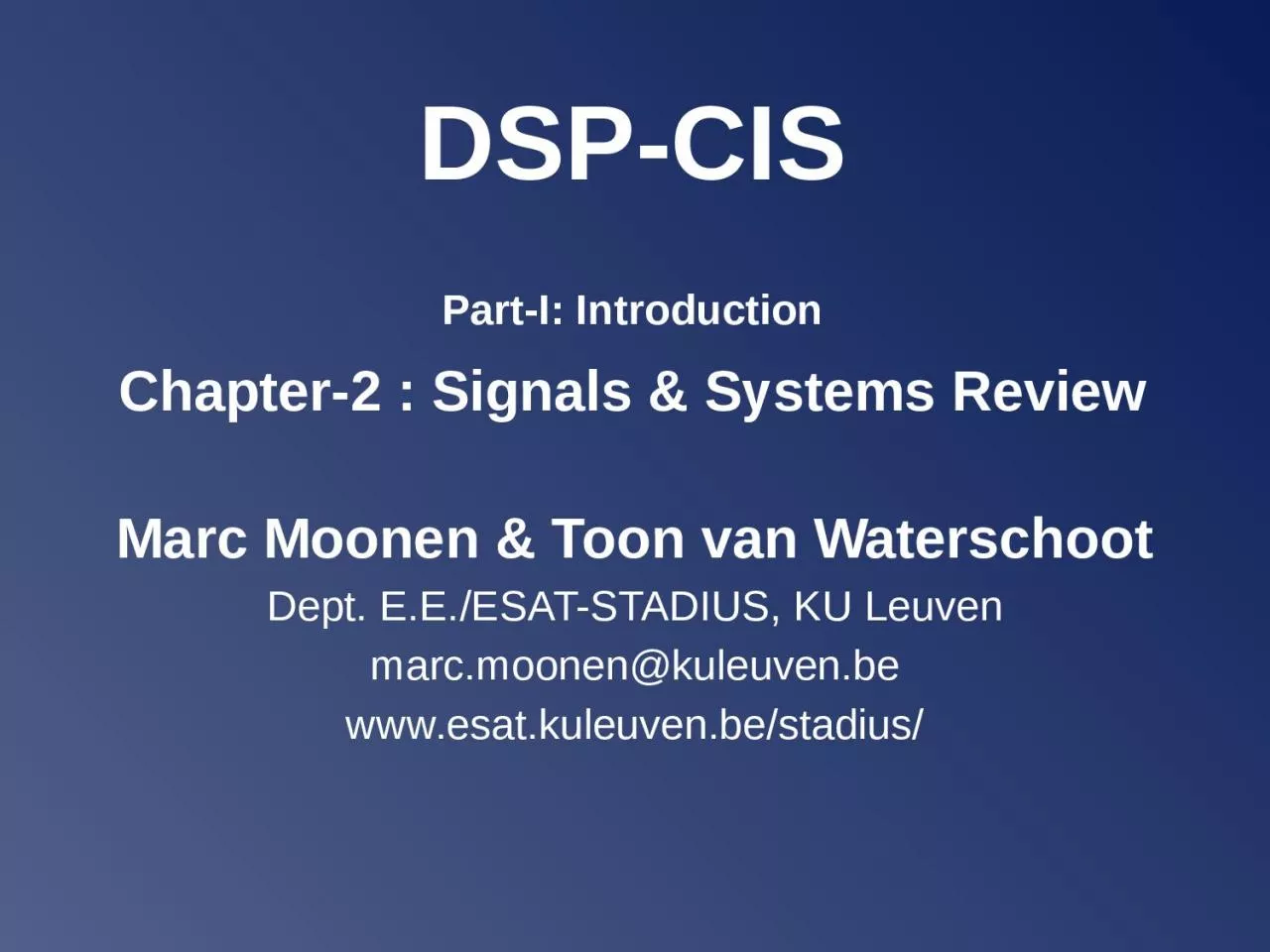 DSP- CIS Part- I:  Introduction