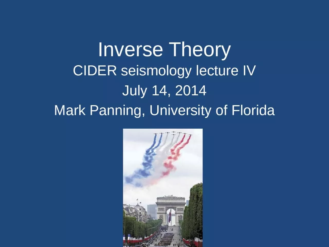 Inverse Theory CIDER seismology lecture IV