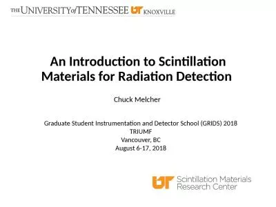 An Introduction to Scintillation Materials for Radiation Detection