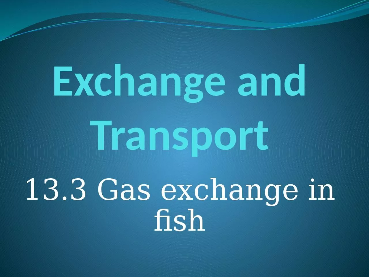 Exchange and Transport 13.3 Gas exchange in fish