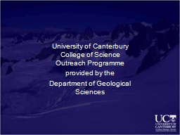 University of Canterbury  College of Science Outreach Programme