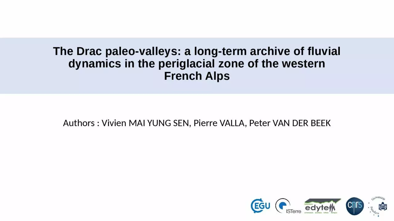 PPT-The Drac paleo-valleys: a long-term archive of fluvial dynamics in the periglacial zone